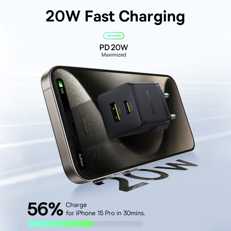 شارژر دیواری باسئوس مدل Palm Fast Charger ۲۰ وات دو پورت - تصویر 4